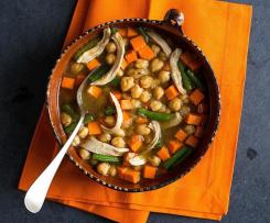 Kuřecí polévka s cizrnou a skořicí