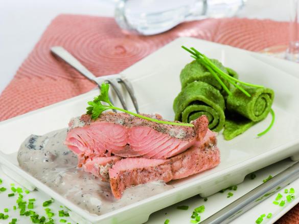 Losos ve smetanové omáčce se žampióny