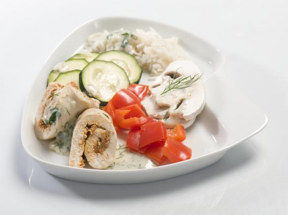 Krůtí závitky s rýží a bylinkovou omáčkou