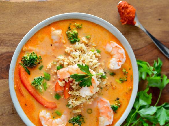 Dušené plody moře s kokosovým mlékem