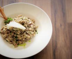 Rýže se slaninou, houbama a parmezanem