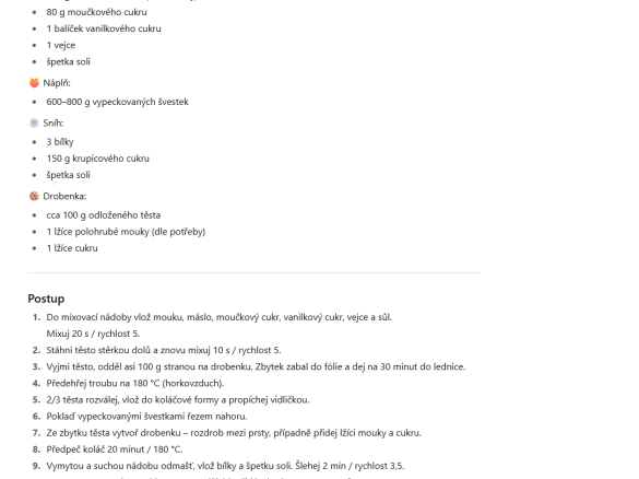 Křehký švestkový koláč se sněhem a drobenkou