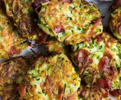 Ovesné placičky s houbami, slaninou a cuketou