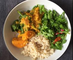 Čočka na kari s dýní v páře