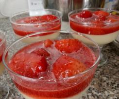 Vanilkový pudink s jahodovým přelivem