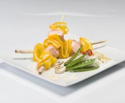 Pomerančovo-lososový špíz s jasmínovou rýží